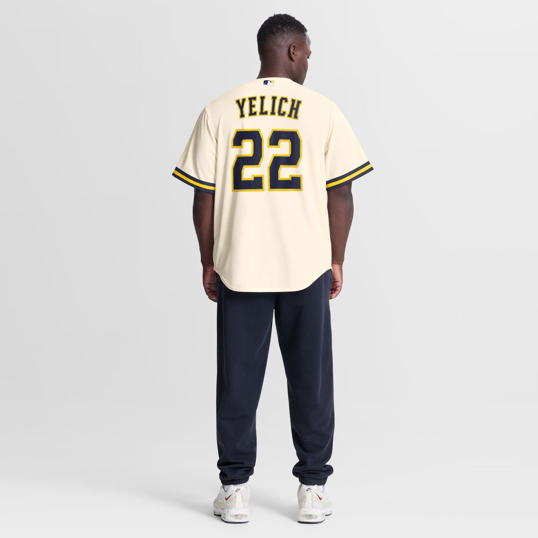 Milwaukee Brewers Christian Yelich Nike Home Replica Jersey - Cream