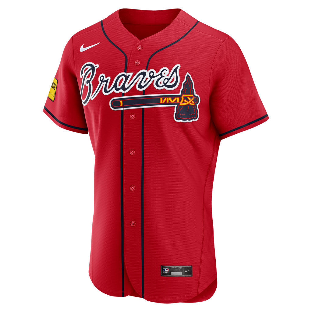 Atlanta Braves Ronald Acuña Jr. Nike Alternate Authentic Sponsor Patch Jersey - Red