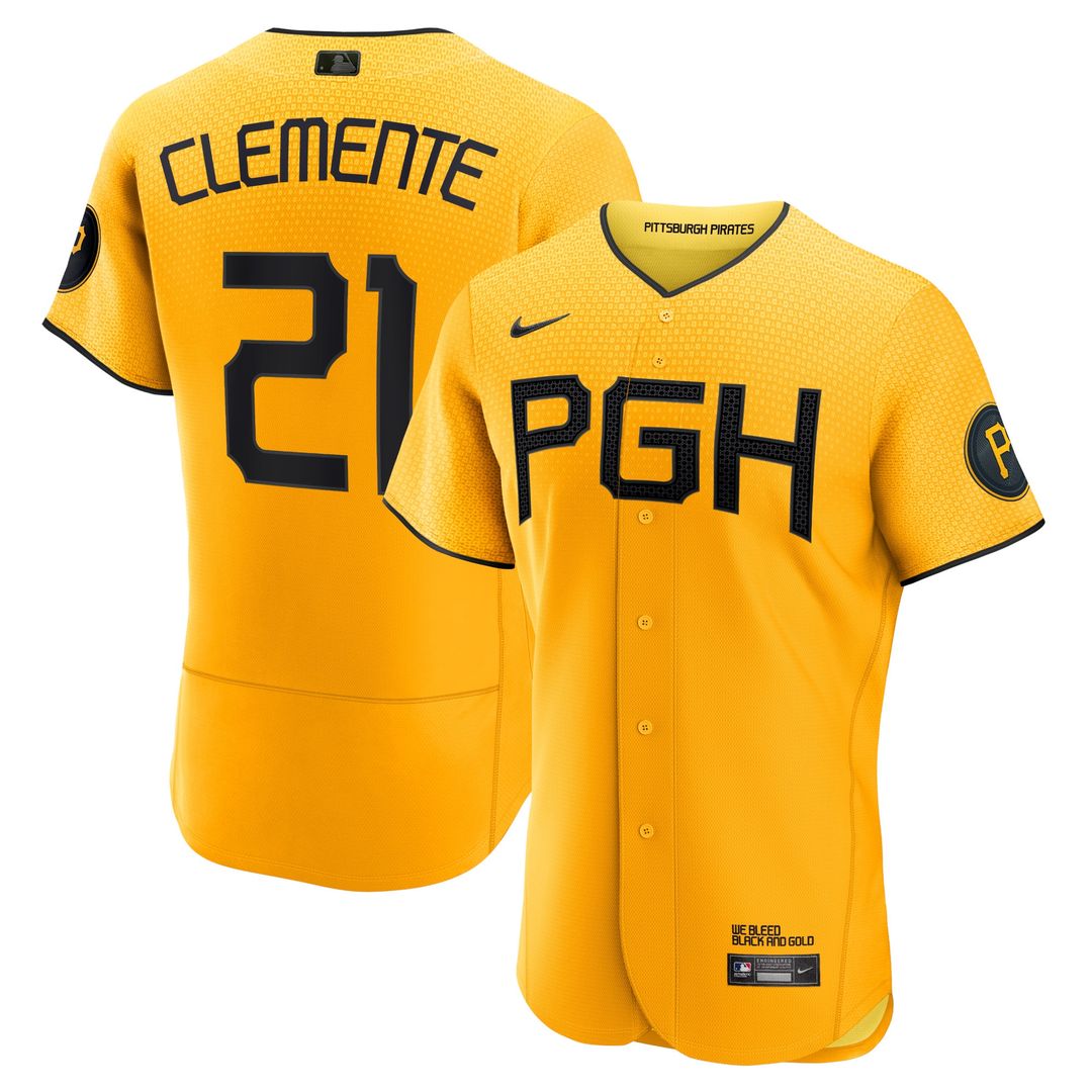 Pittsburgh Pirates Roberto Clemente Nike City Connect Authentic Player Jersey - Gold