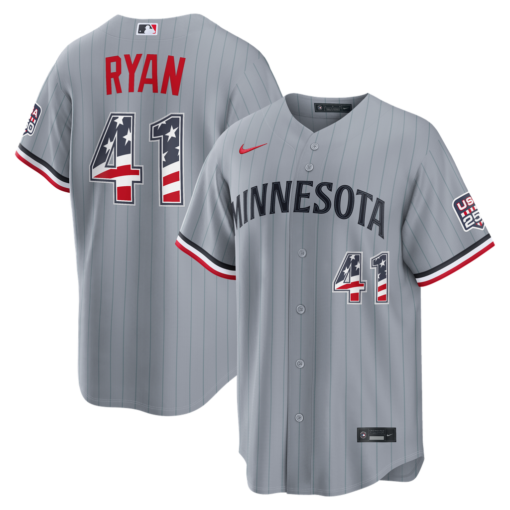 Minnesota Twins Joe Ryan Nike USA 250 Fourth of July Road Stadium Jersey - Gray