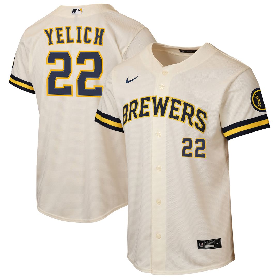 Milwaukee Brewers Christian Yelich Nike Youth Home Stadium Jersey - Cream