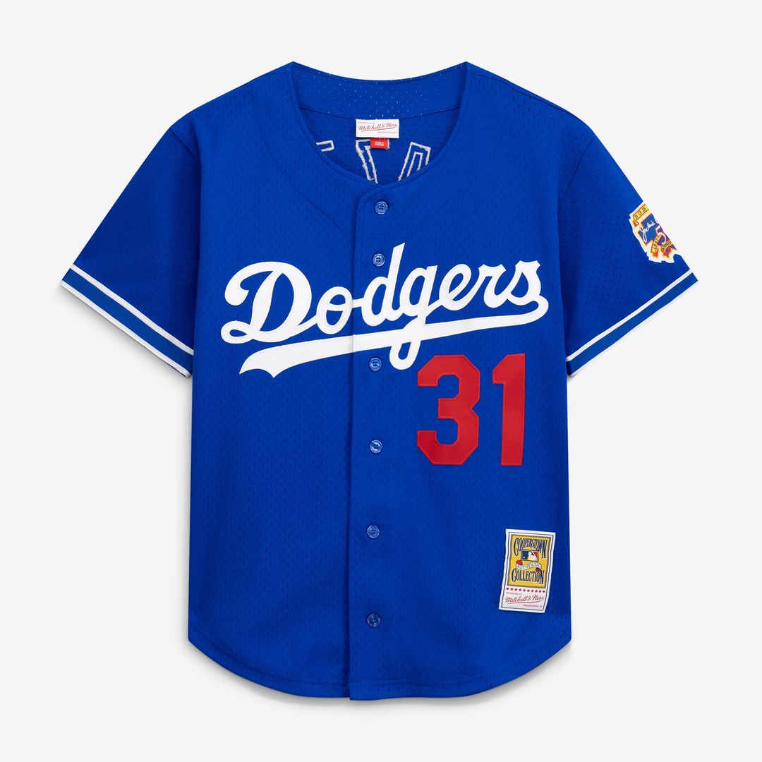 Los Angeles Dodgers Mike Piazza Mitchell & Ness Cooperstown Mesh Batting Practice Button - Up Jersey - Royal