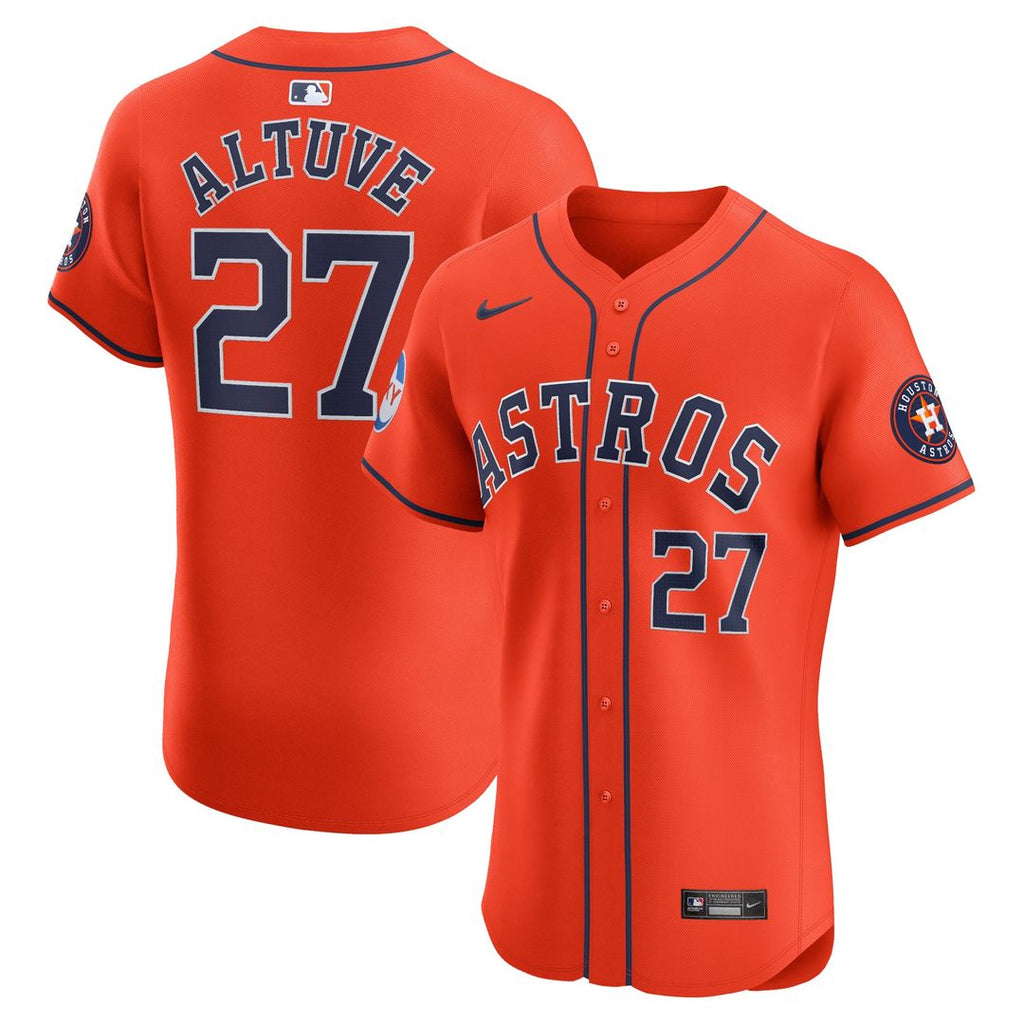 Houston Astros Jose Altuve Nike Alternate Elite Sponsor Patch Player Jersey - Orange