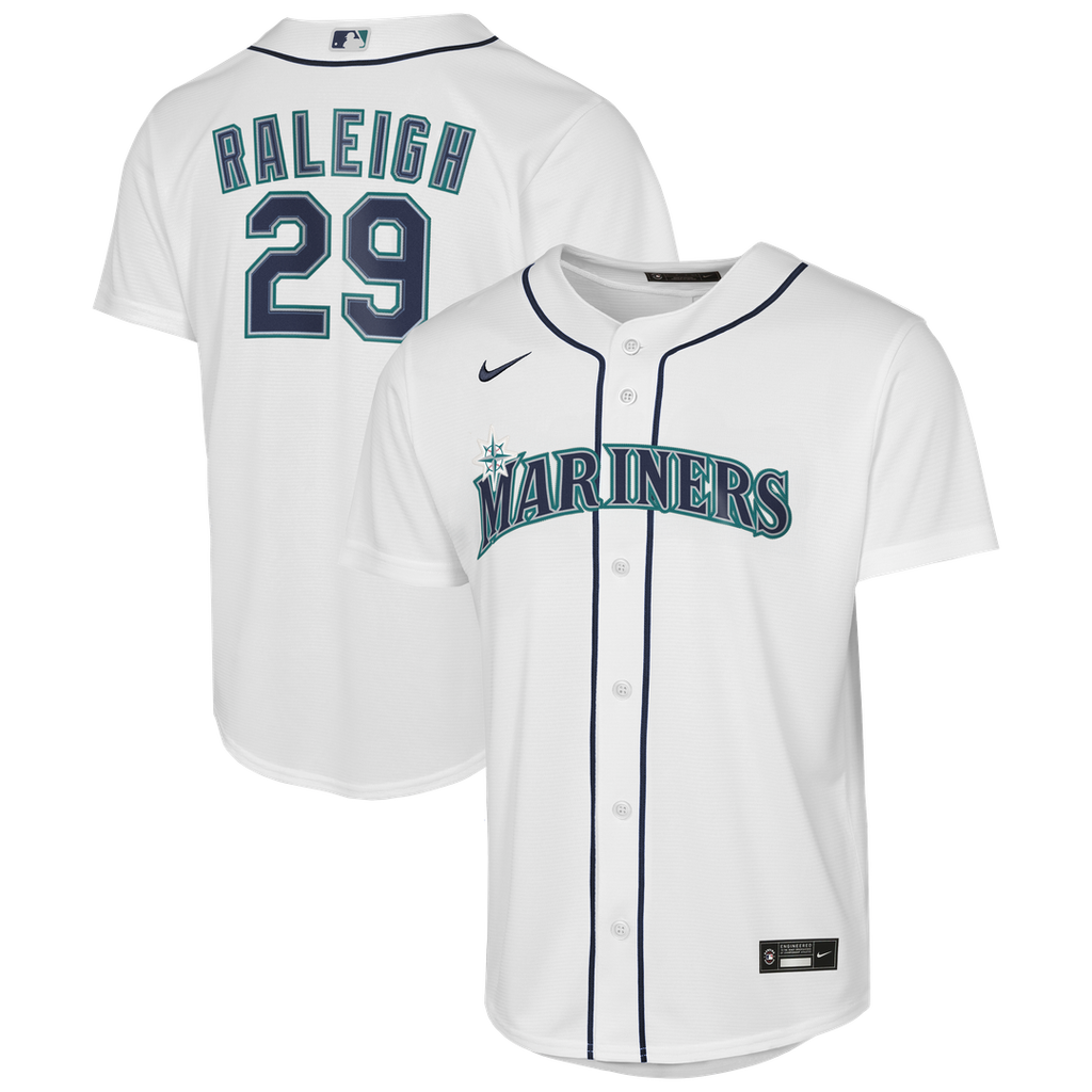 Seattle Mariners Cal Raleigh Nike Youth Home Baseline Jersey - White