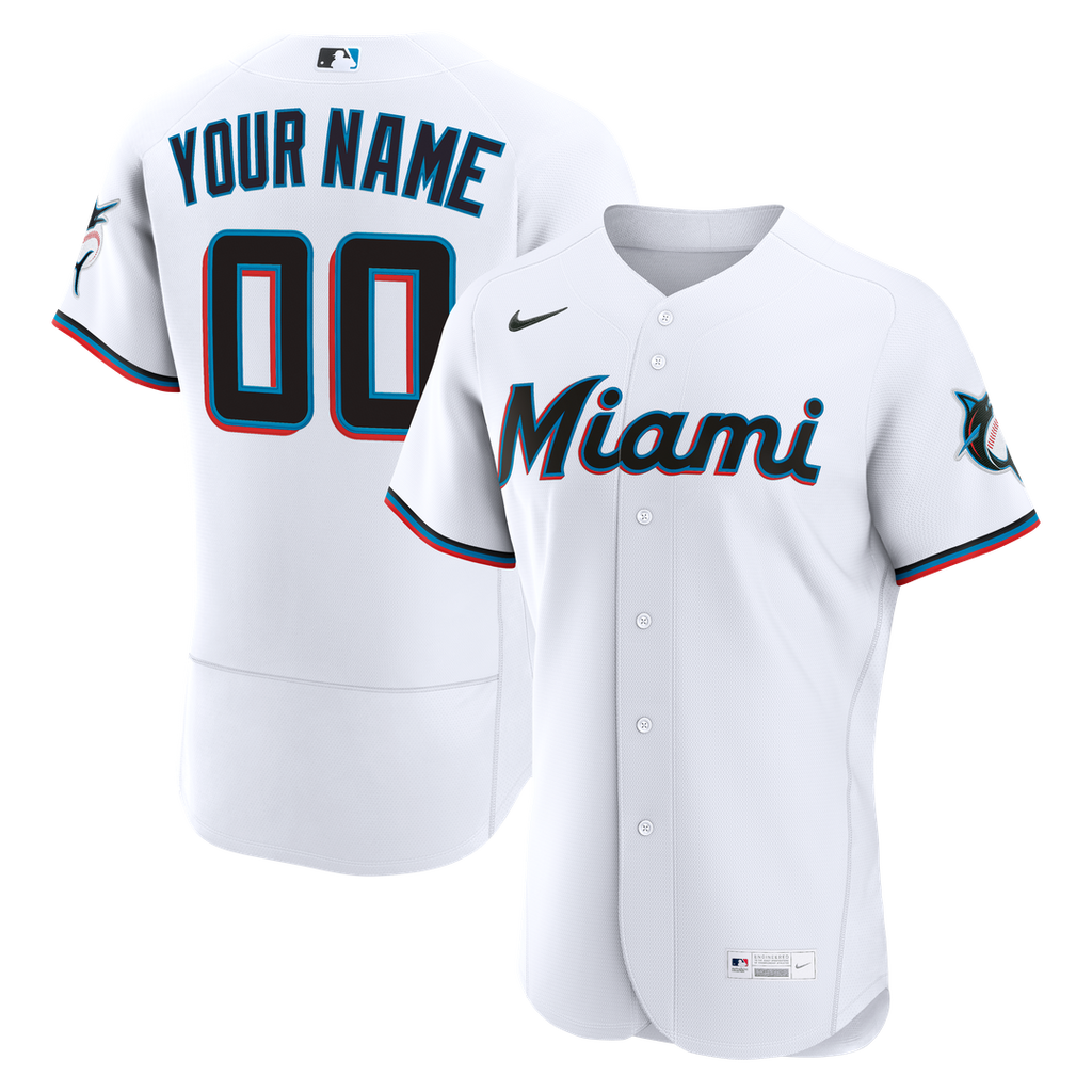 Miami Marlins Nike Home Authentic Custom Jersey - White