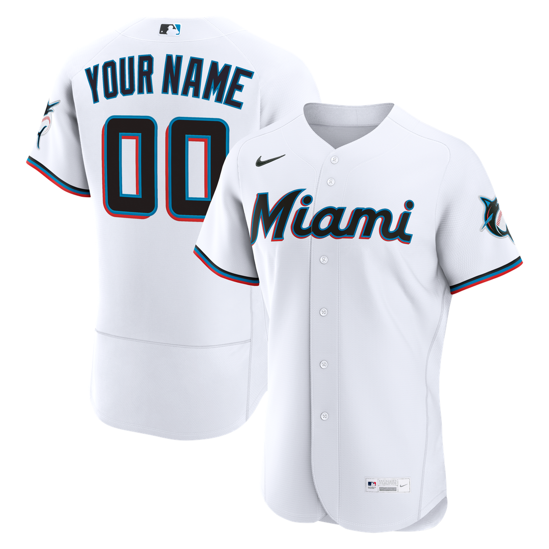 Miami Marlins Nike Home Authentic Custom Jersey - White
