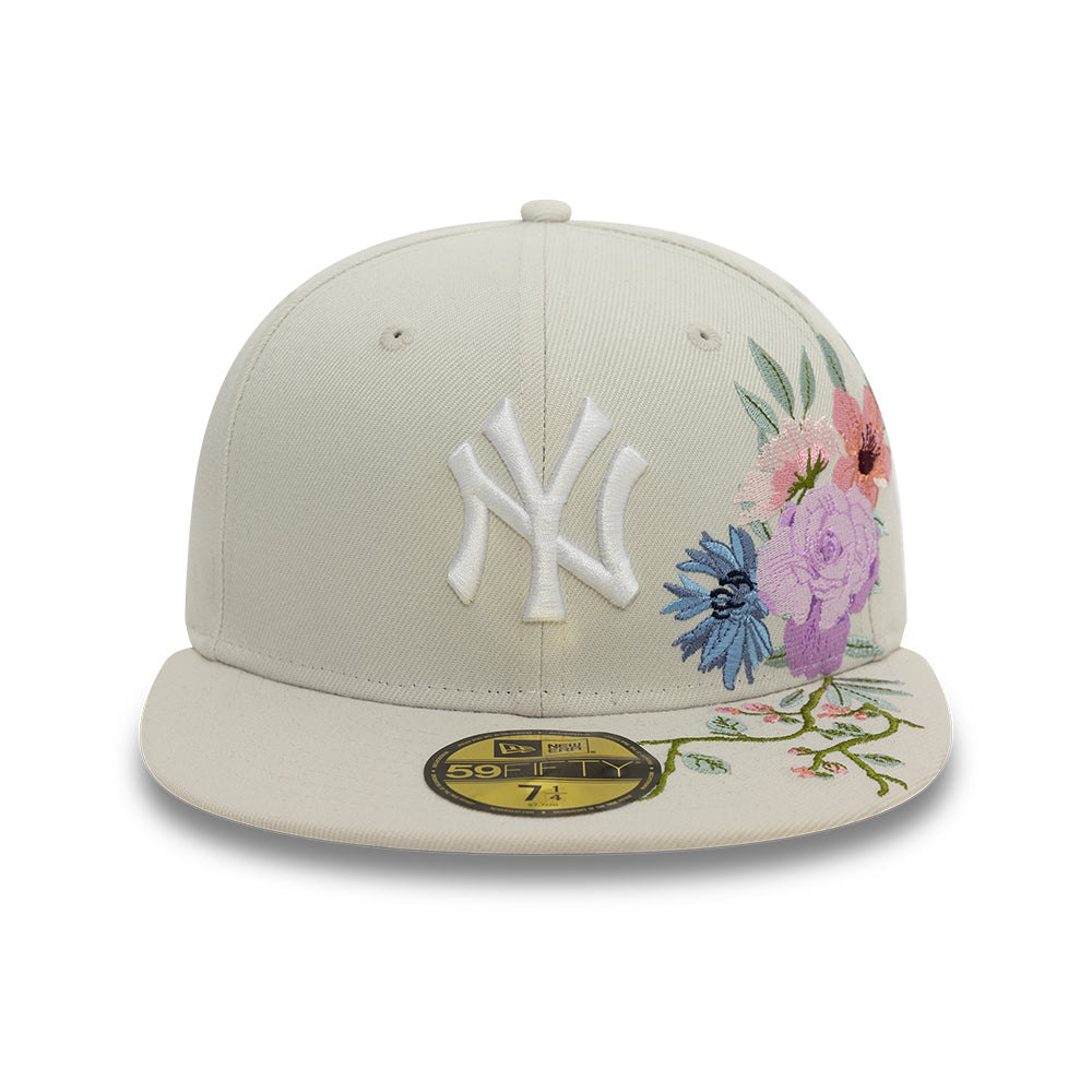 New York Yankees MLB Floral 59Fifty New Era Cream/White