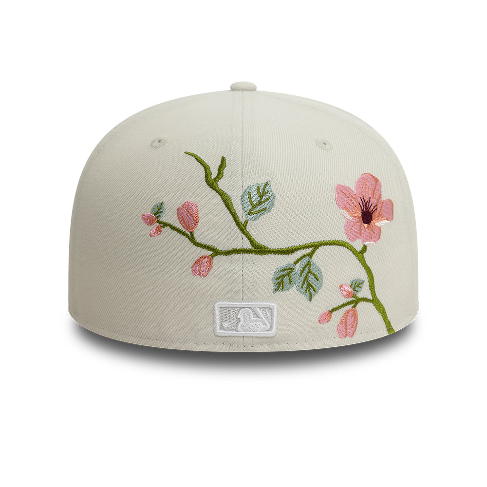 New York Yankees MLB Floral 59Fifty New Era Cream/White