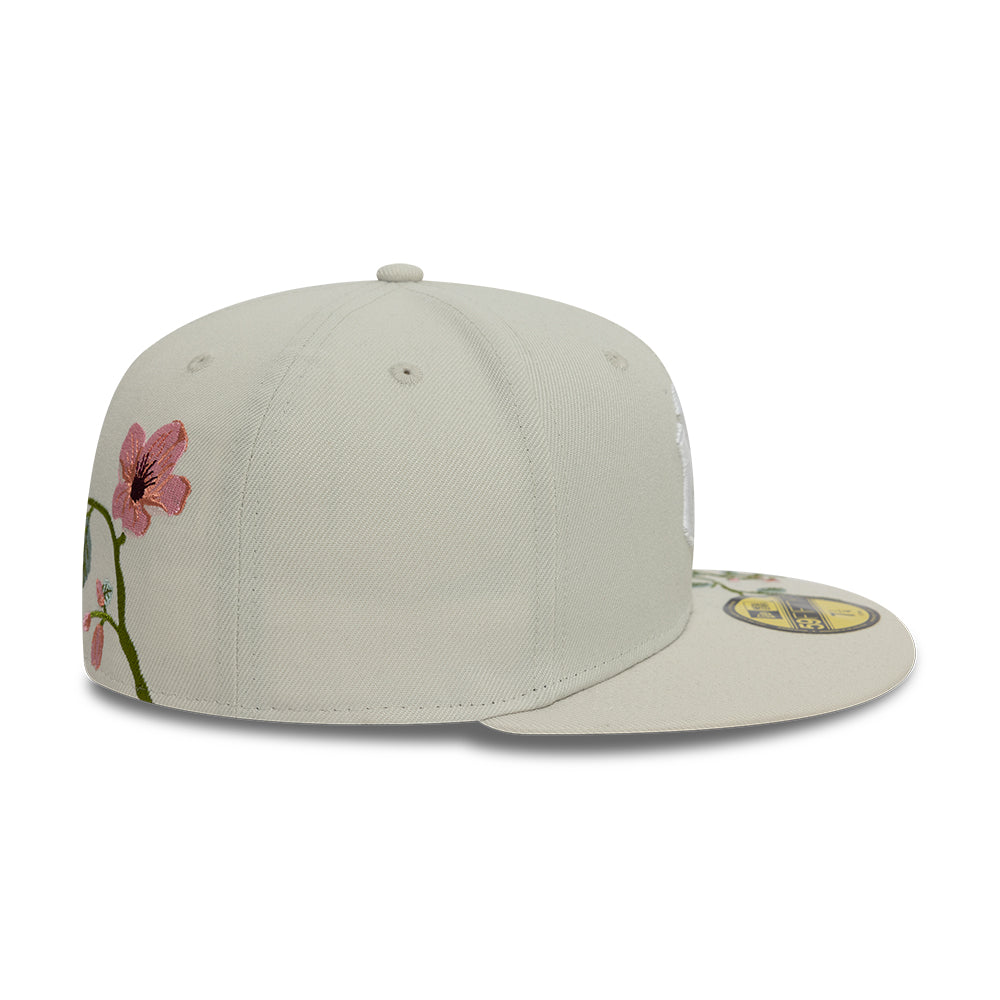 New York Yankees MLB Floral 59Fifty New Era Cream/White