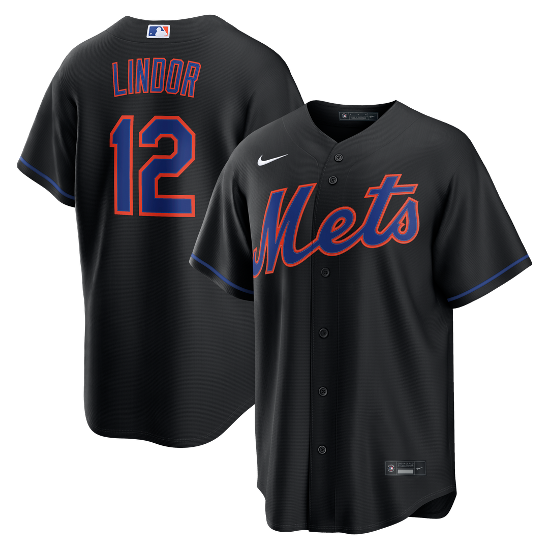 New York Mets Francisco Lindor Nike Alternate Replica Jersey - Black