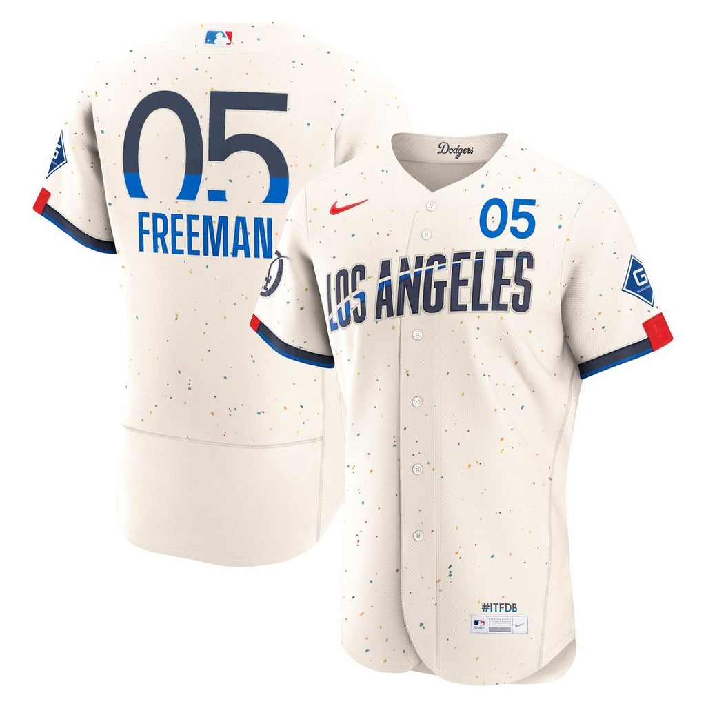 Los Angeles Dodgers Freddie Freeman Nike City Connect Authentic Sponsor Patch Jersey - Cream