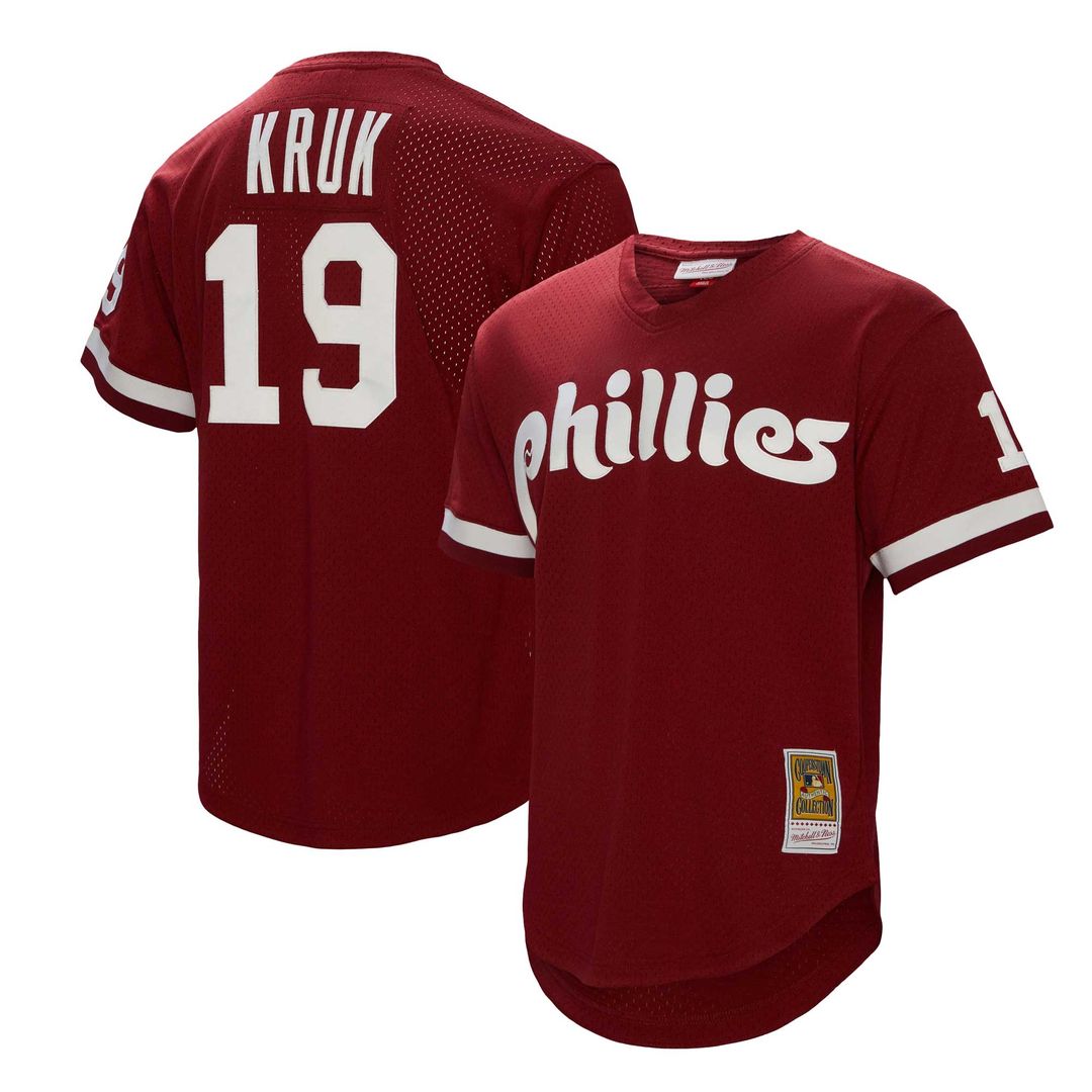 Philadelphia Phillies John Kruk Mitchell & Ness Big & Tall Cooperstown Mesh Batting Practice Jersey - Burgundy