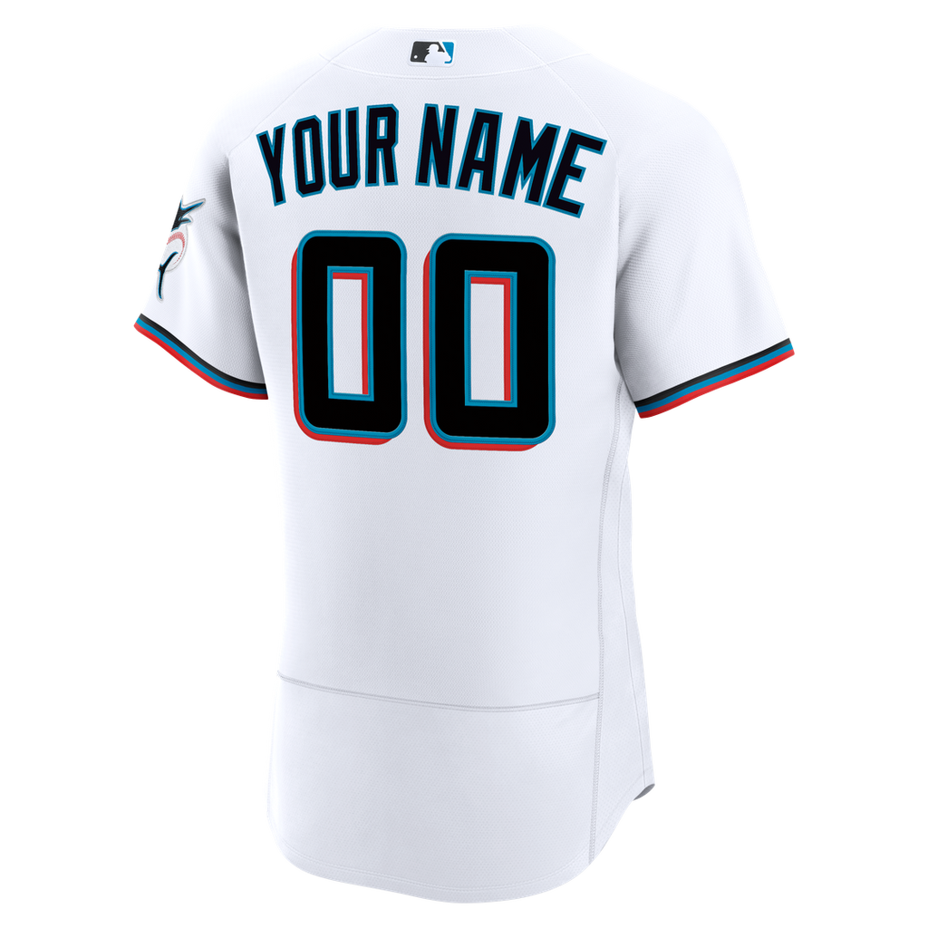 Miami Marlins Nike Home Authentic Custom Jersey - White