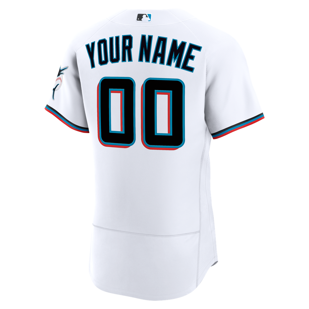 Miami Marlins Nike Home Authentic Custom Jersey - White