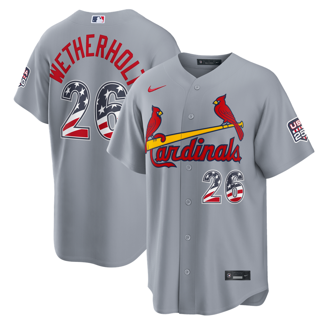 St. Louis Cardinals JJ Wetherholt Nike USA 250 Fourth of July Road Stadium Jersey - Gray
