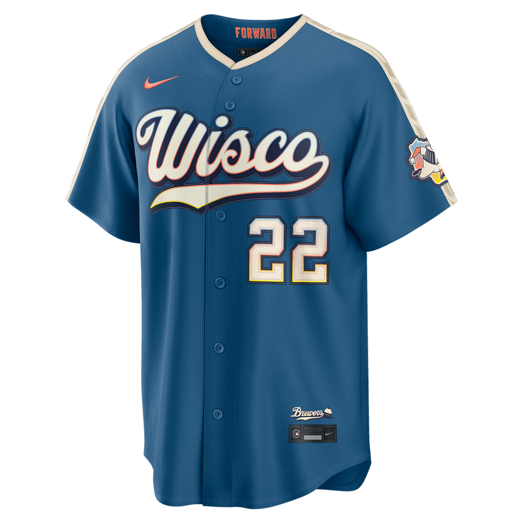 Milwaukee Brewers Christian Yelich Nike 2026 City Connect Stadium Jersey - Mineral Blue