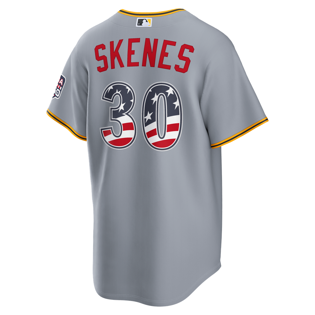 Pittsburgh Pirates Paul Skenes Nike USA 250 Fourth of July Road Stadium Jersey - Gray