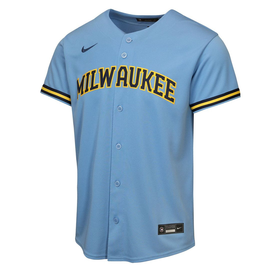 Milwaukee Brewers Jackson Chourio Nike Youth Road Replica Jersey - Light Blue