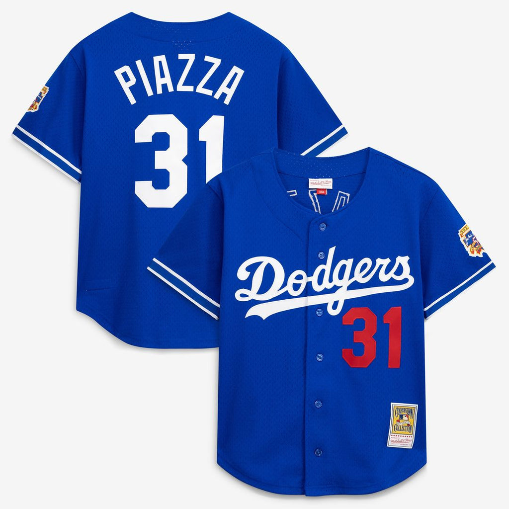 Los Angeles Dodgers Mike Piazza Mitchell & Ness Cooperstown Mesh Batting Practice Button - Up Jersey - Royal