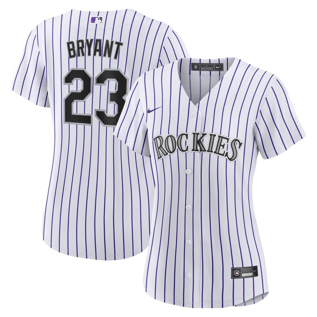 Colorado Rockies Kris Bryant Nike Women's Replica Player Jersey - White/Purple