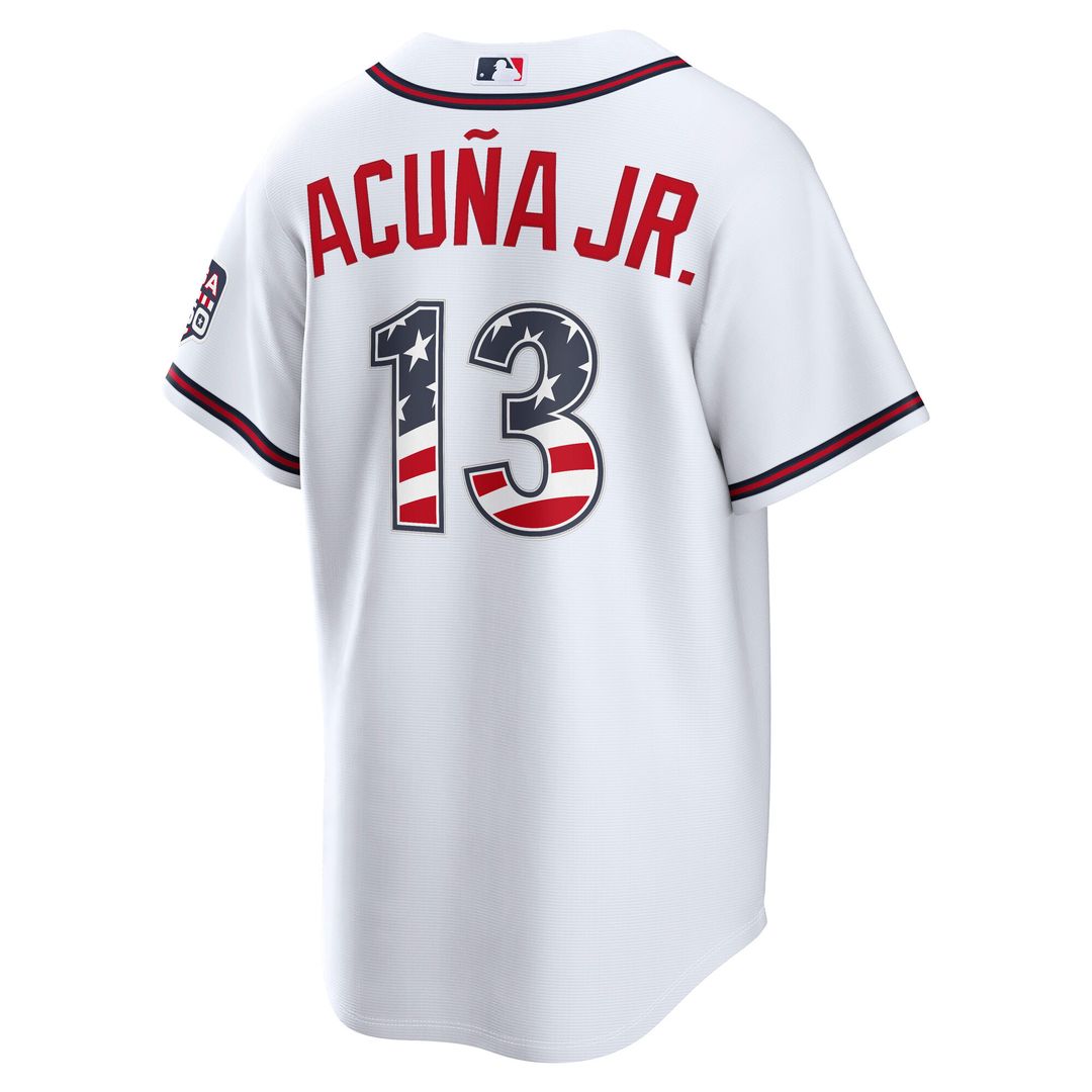 Atlanta Braves Ronald Acuña Jr. Nike USA 250 Fourth of July Home Stadium Jersey - White
