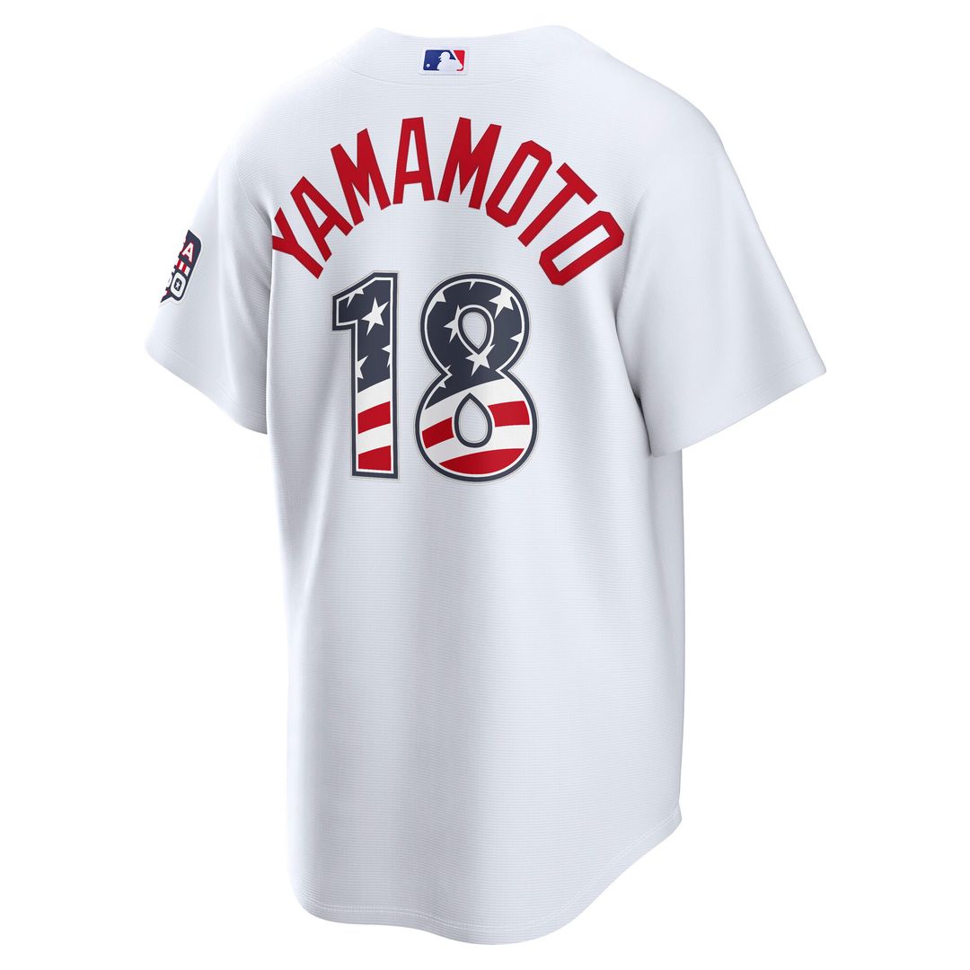 Los Angeles Dodgers Yoshinobu Yamamoto Nike USA 250 Fourth of July Home Stadium Jersey - White
