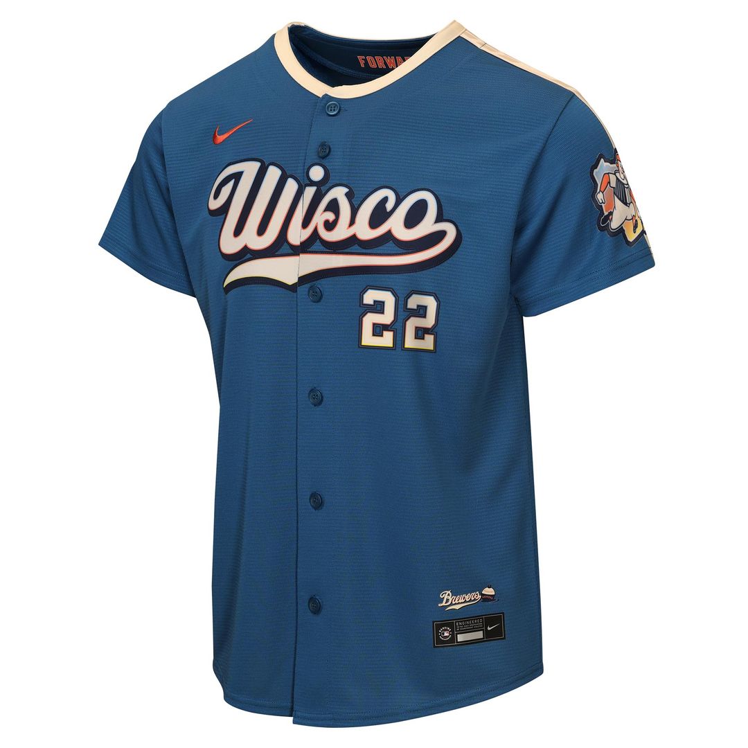 Milwaukee Brewers Christian Yelich Nike Youth 2026 City Connect Stadium Jersey - Mineral Blue