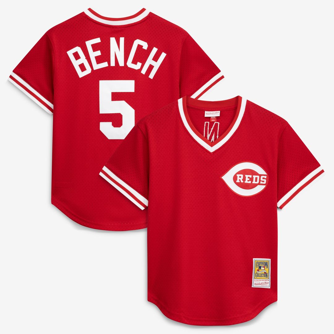 Cincinnati Reds Johnny Bench Mitchell & Ness Authentic Batting Practice Jersey - Scarlet