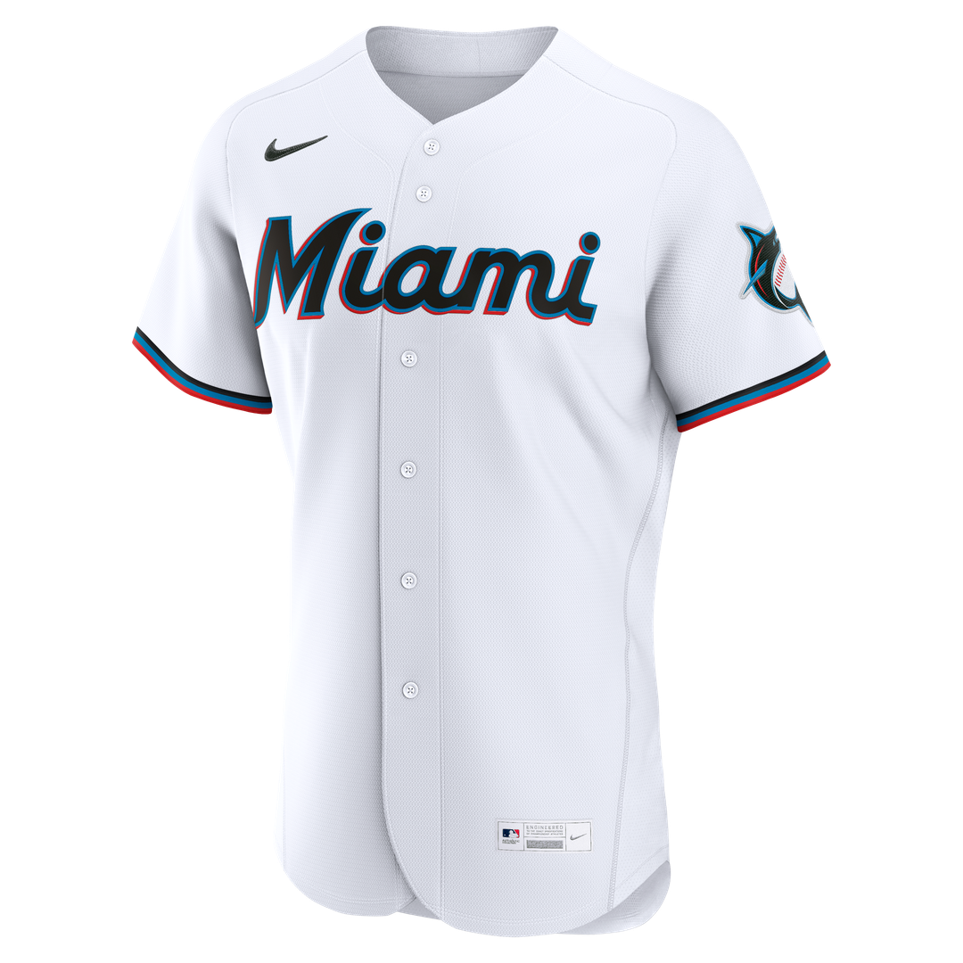 Miami Marlins Nike Home Authentic Custom Jersey - White
