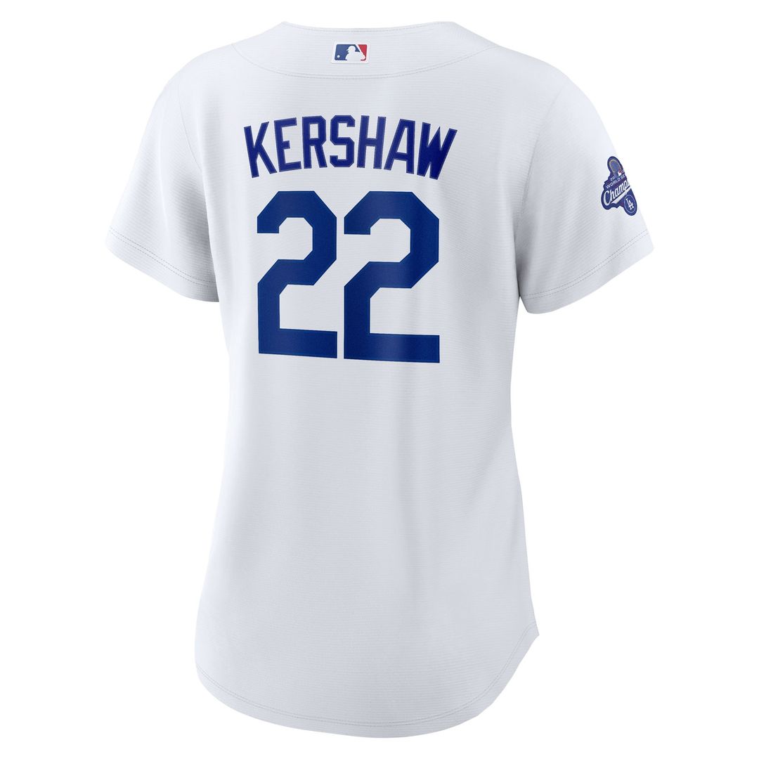 Los Angeles Dodgers Clayton Kershaw Nike Women's Home 2025 World Series Champions Replica Jersey - White