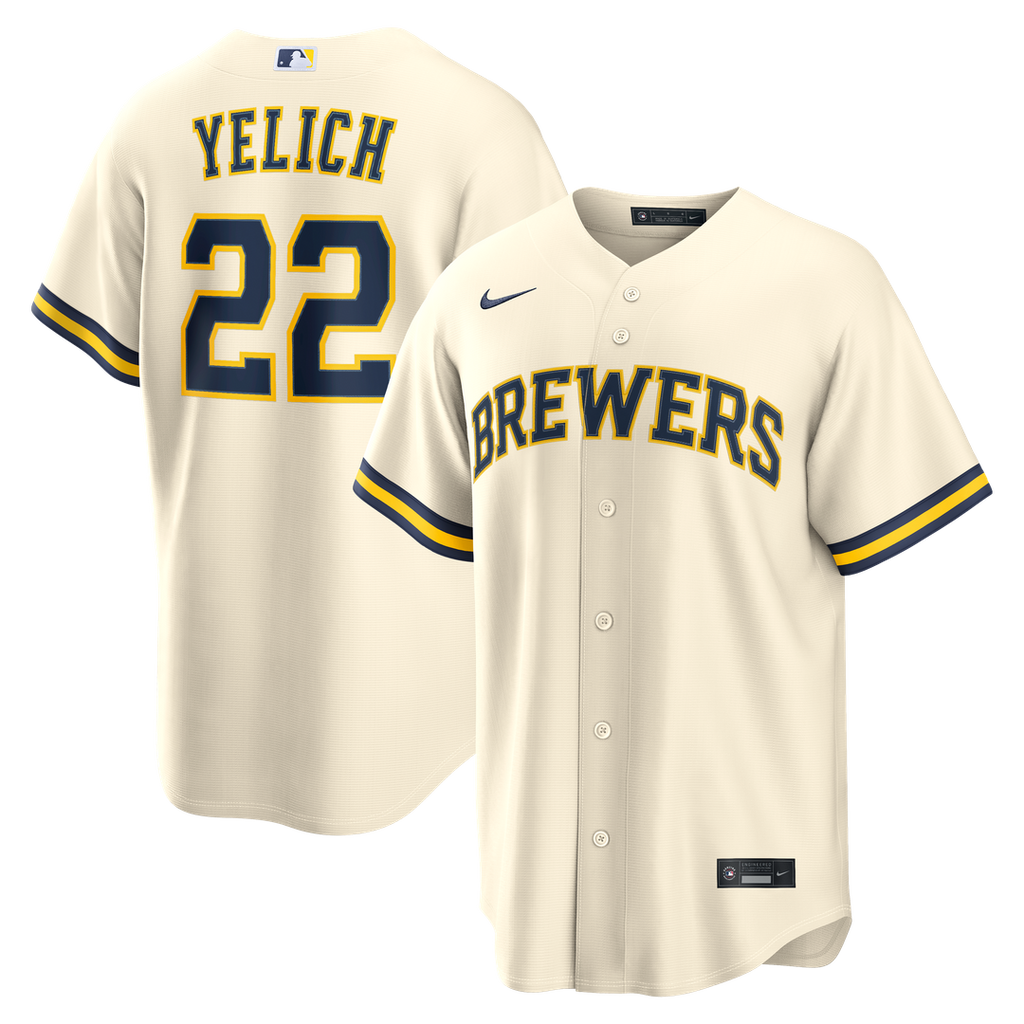 Milwaukee Brewers Christian Yelich Nike Home Replica Jersey - Cream