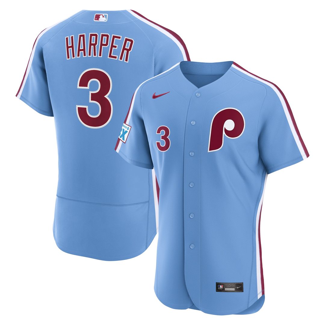 Philadelphia Phillies Bryce Harper Nike Home Authentic Sponsor Patch Jersey - White