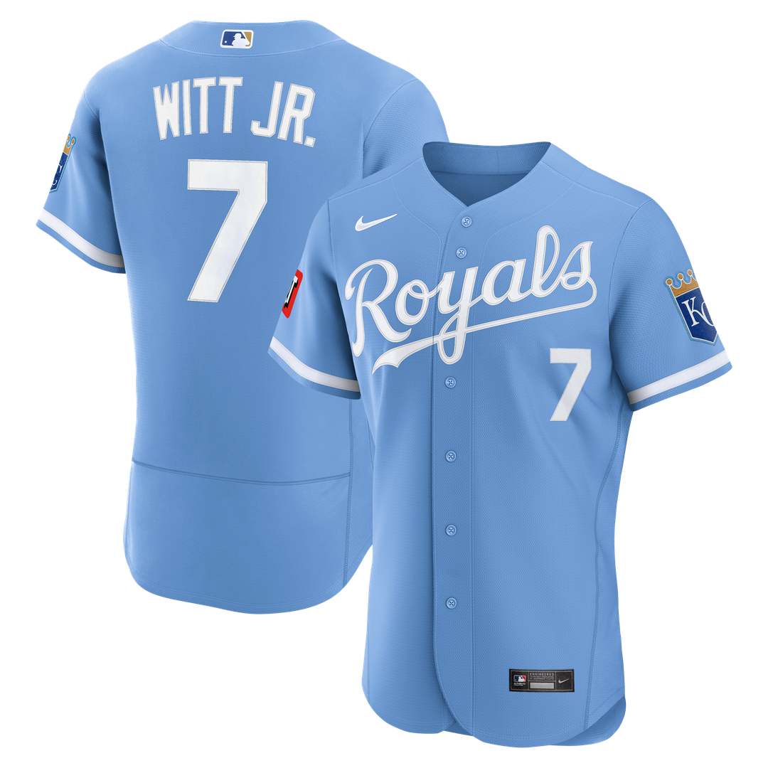 Kansas City Royals Bobby Witt Jr. Nike Alternate Authentic Sponsor Patch Jersey - Light Blue