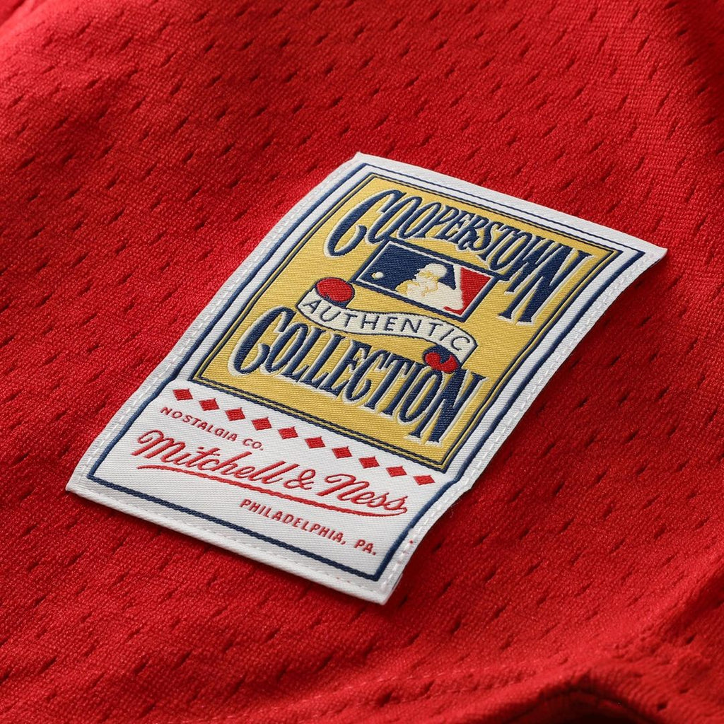 Cincinnati Reds Deion Sanders Mitchell & Ness Cooperstown Mesh Batting Practice Button - Up Jersey - Red