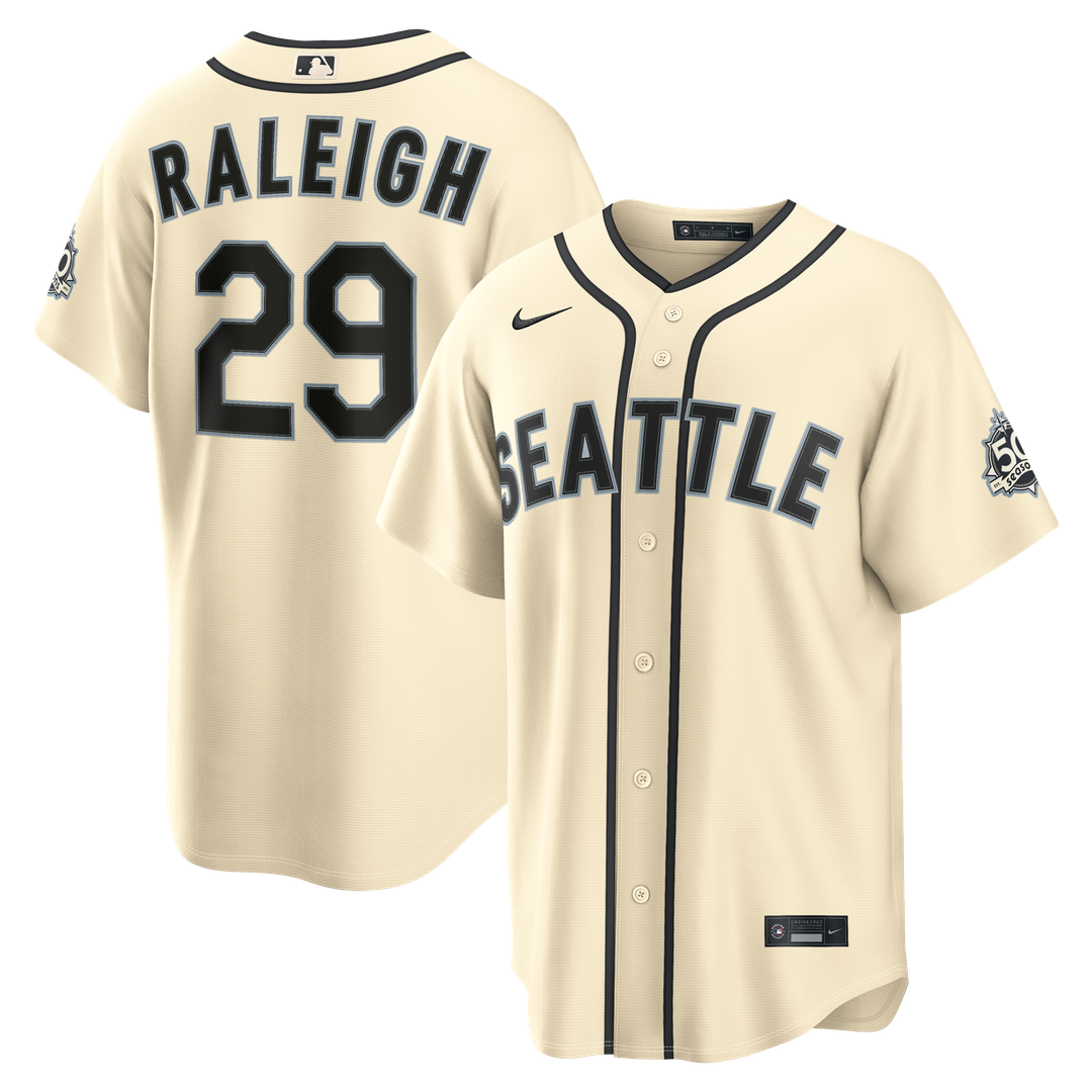 Seattle Mariners Cal Raleigh Nike Alternate 50th Season Patch Stadium Jersey - Teal