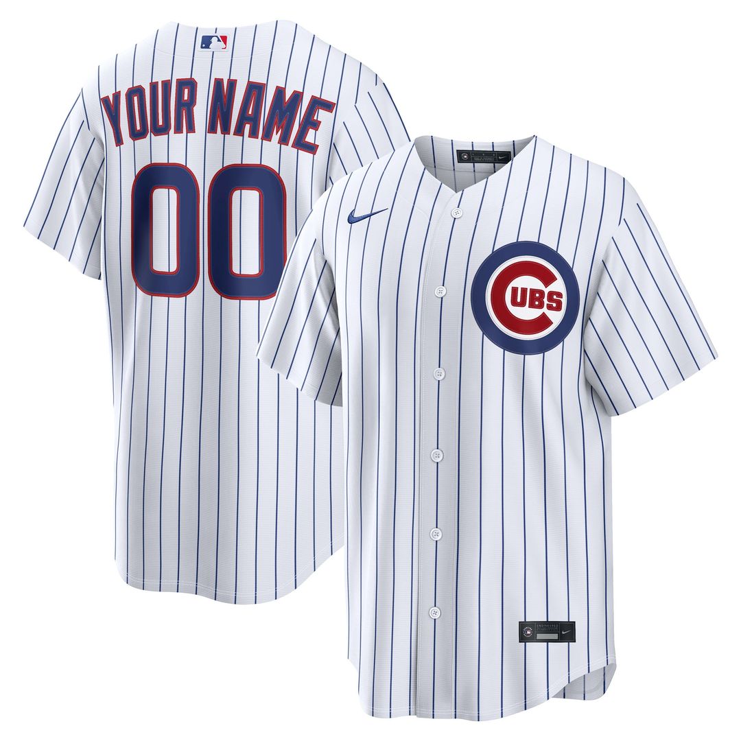 Chicago Cubs Nike Home Replica Custom Jersey - White