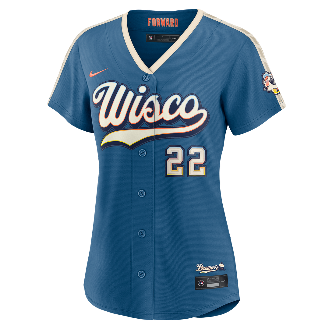 Milwaukee Brewers Christian Yelich Nike Women's 2026 City Connect Stadium Jersey - Mineral Blue