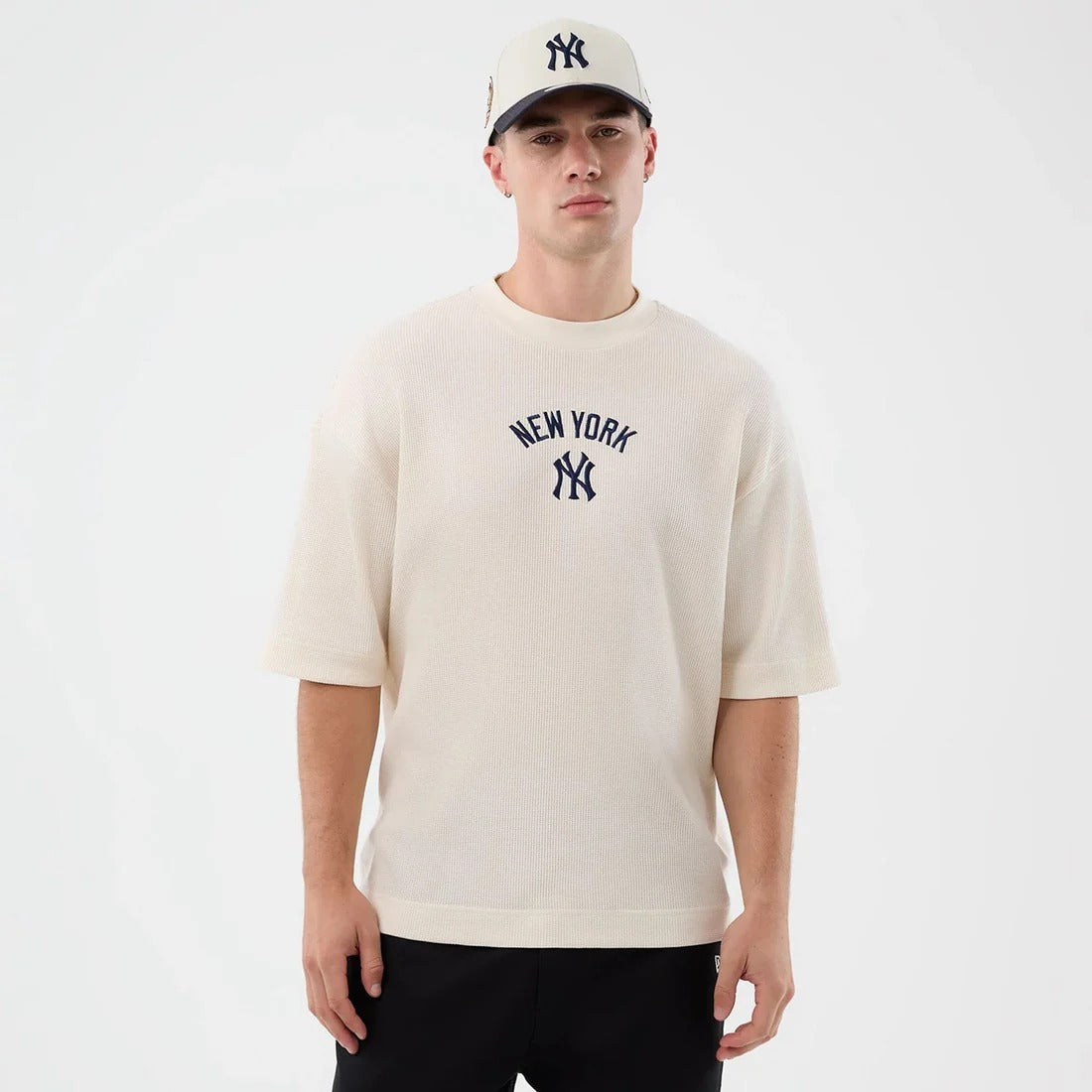 New York Yankees MLB Waffle Box Tee New Era Off White