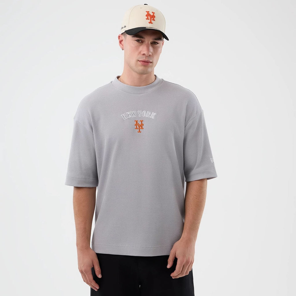 New York Mets MLB Waffle Box Tee New Era Grey