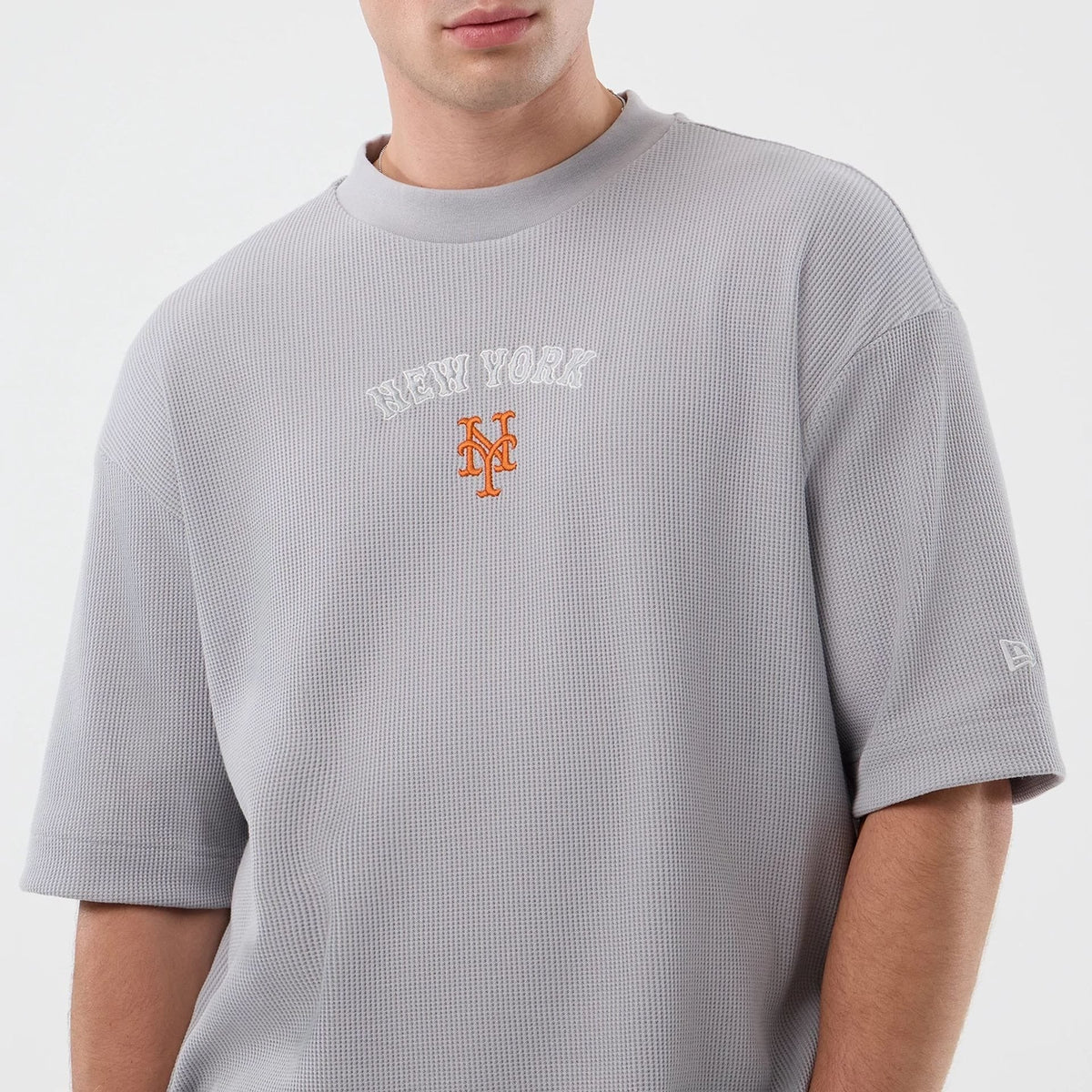New York Mets MLB Waffle Box Tee New Era Grey