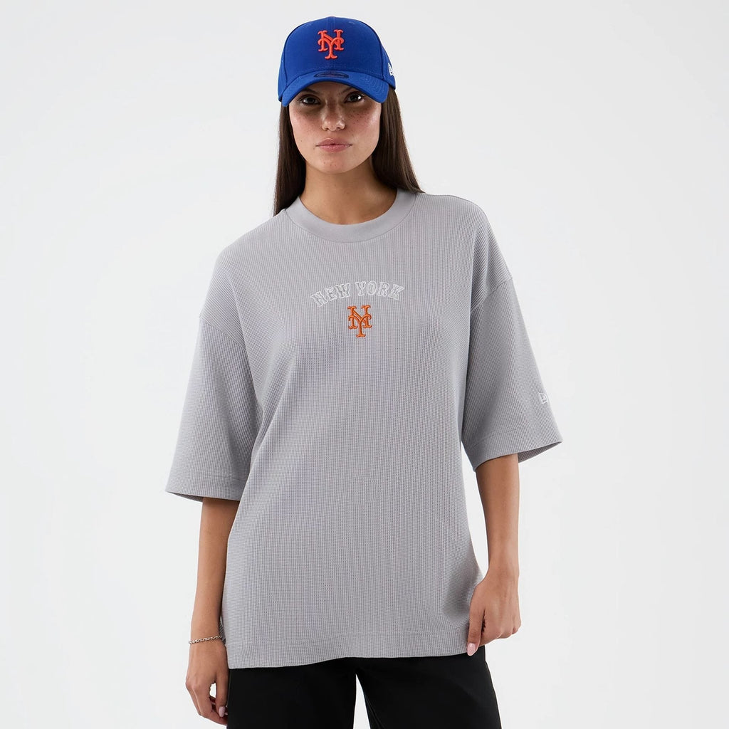 New York Mets MLB Waffle Box Tee New Era Grey